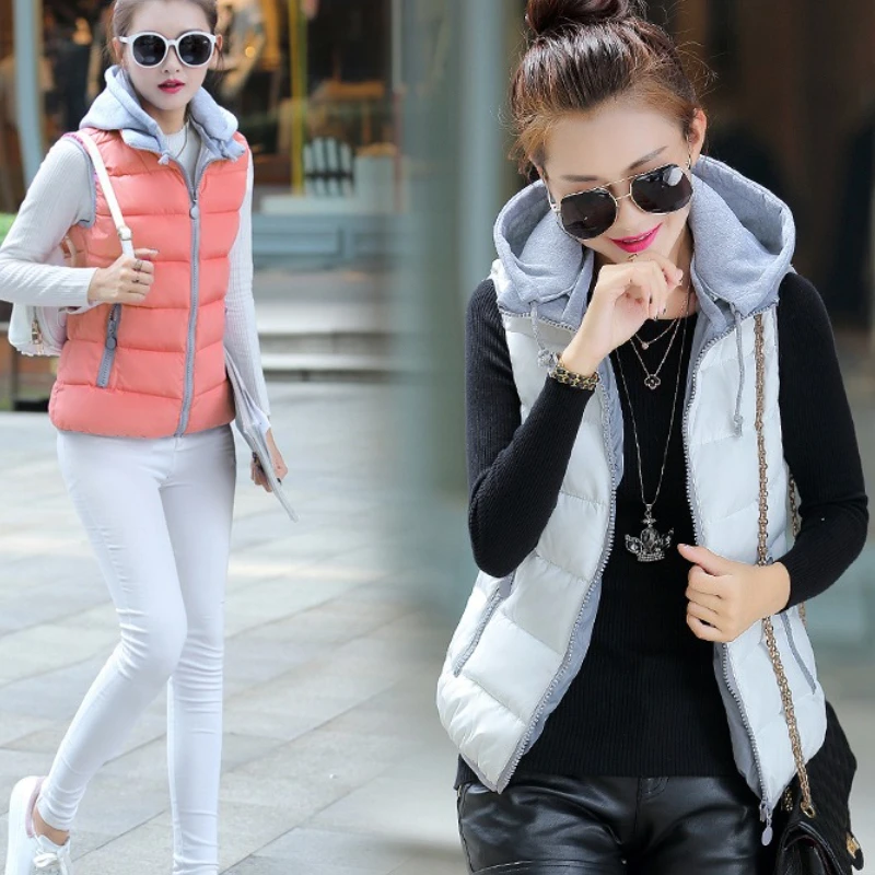 

New 2025 Winter Down Vests Women Sleeveless Hooded Coats Thicken Warm Zipper Vest Lady Casual Slim Jackets Waistcoat Outerwear