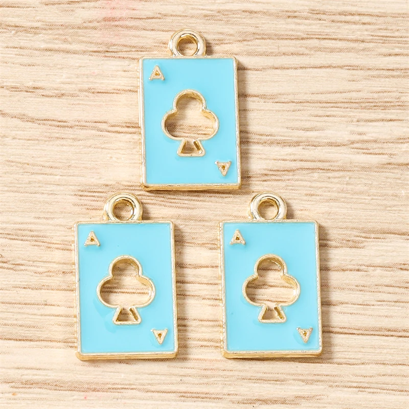 10 Stück 11 x 18 mm niedliche Emaille-Hohl-Poker-Karten-Charms-Anhänger für Schmuckherstellung, Halsketten, Ohrringe, Armbänder, DIY-Bastelbedarf – Detail 6