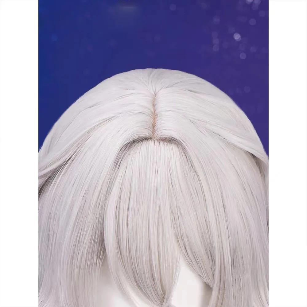 Ark Of Tomorrow Pure Grey Ephratha SP Lamb Cosplay Wig, Tiger Mouth Hairpin