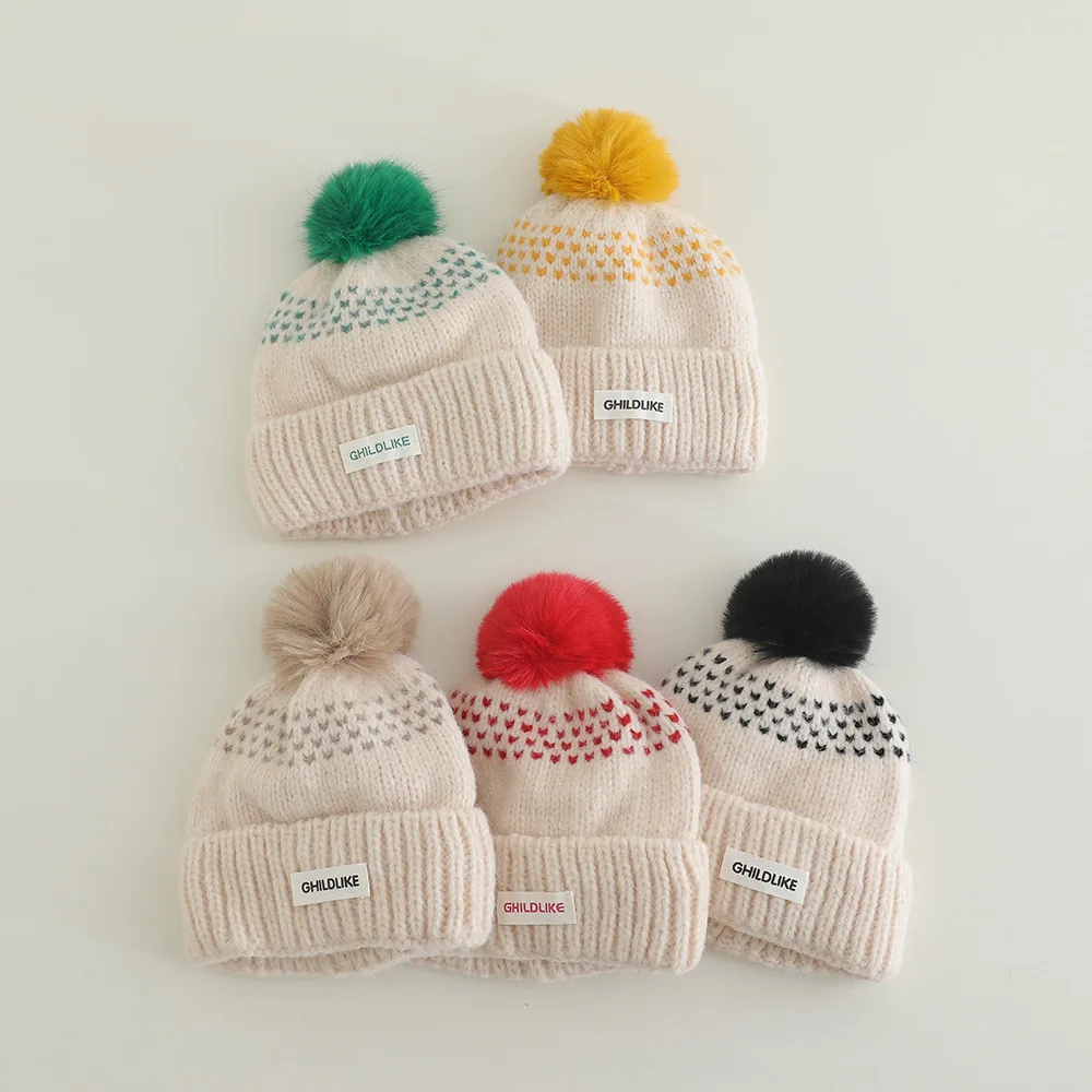 Kids Warm Autumn Winter Knited Hat 50-55cm Girls Thick Soft Windproof Thicken Cap Boys Cable Beanie Children Cold Proof Caps
