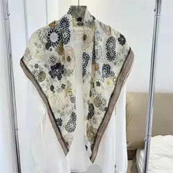 Pañuelos de algodón de 90cm, bufanda cuadrada, pañuelo para el pelo para mujer y niña, chales de verano, envolturas de moda para oficina, hiyab para el cuello, bufandas Foulard