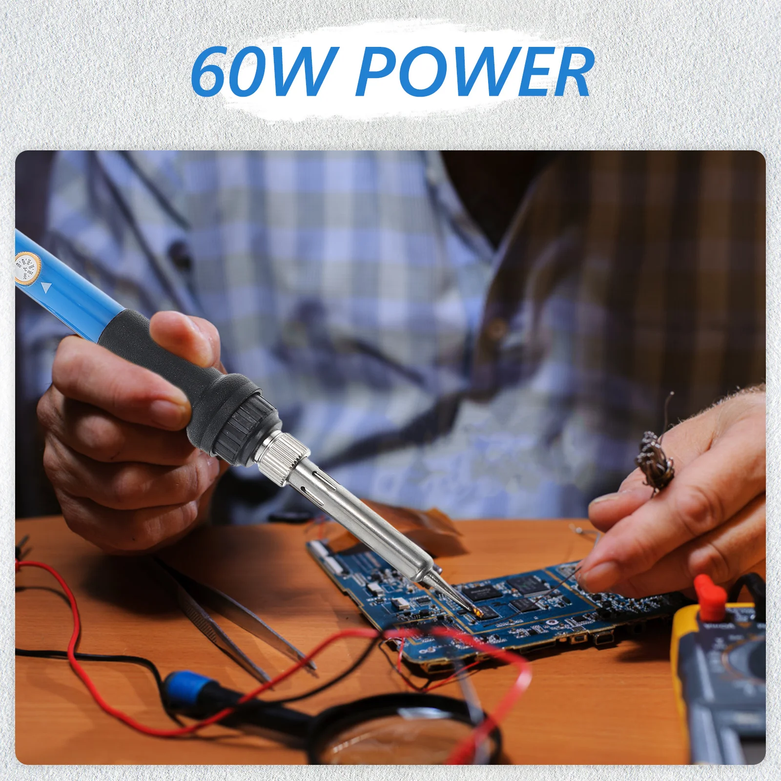 1 conjunto de kit de ferro de solda com temperatura controlada, aquecimento rápido, 60w, estação de solda para eletrônica, joias diy com versátil