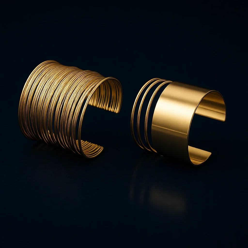 

Набор из 4 открытых проволочных браслетов-манжет для женщин, широкие регулируемые браслеты на запястье