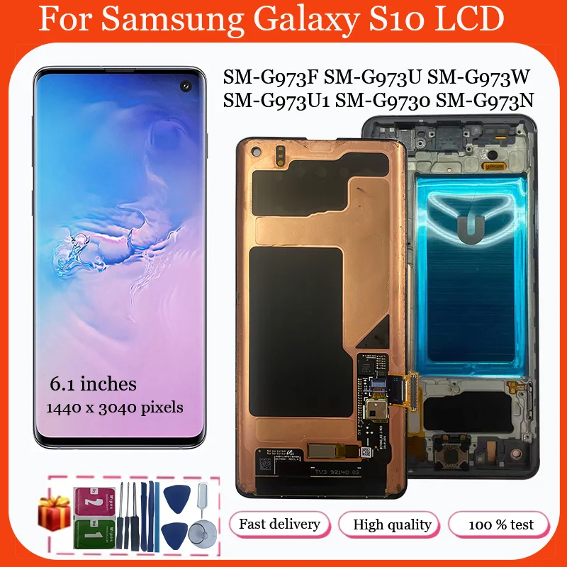 6.1'' AMOLED For Samsung Galaxy S10 SM-G973F/DS G973U G973 LCD S10 Display LCD Touch Screen Digitizer Assembly