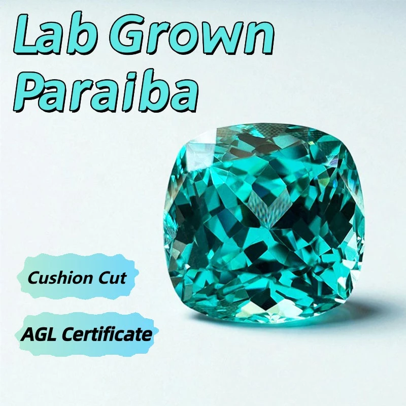 

Hot sales Lab Grown Paraiba Cushion Cut Gemstone for DIY Advanced Jewelry Making Inlay Ring Necklace Selectable AGL Certificate