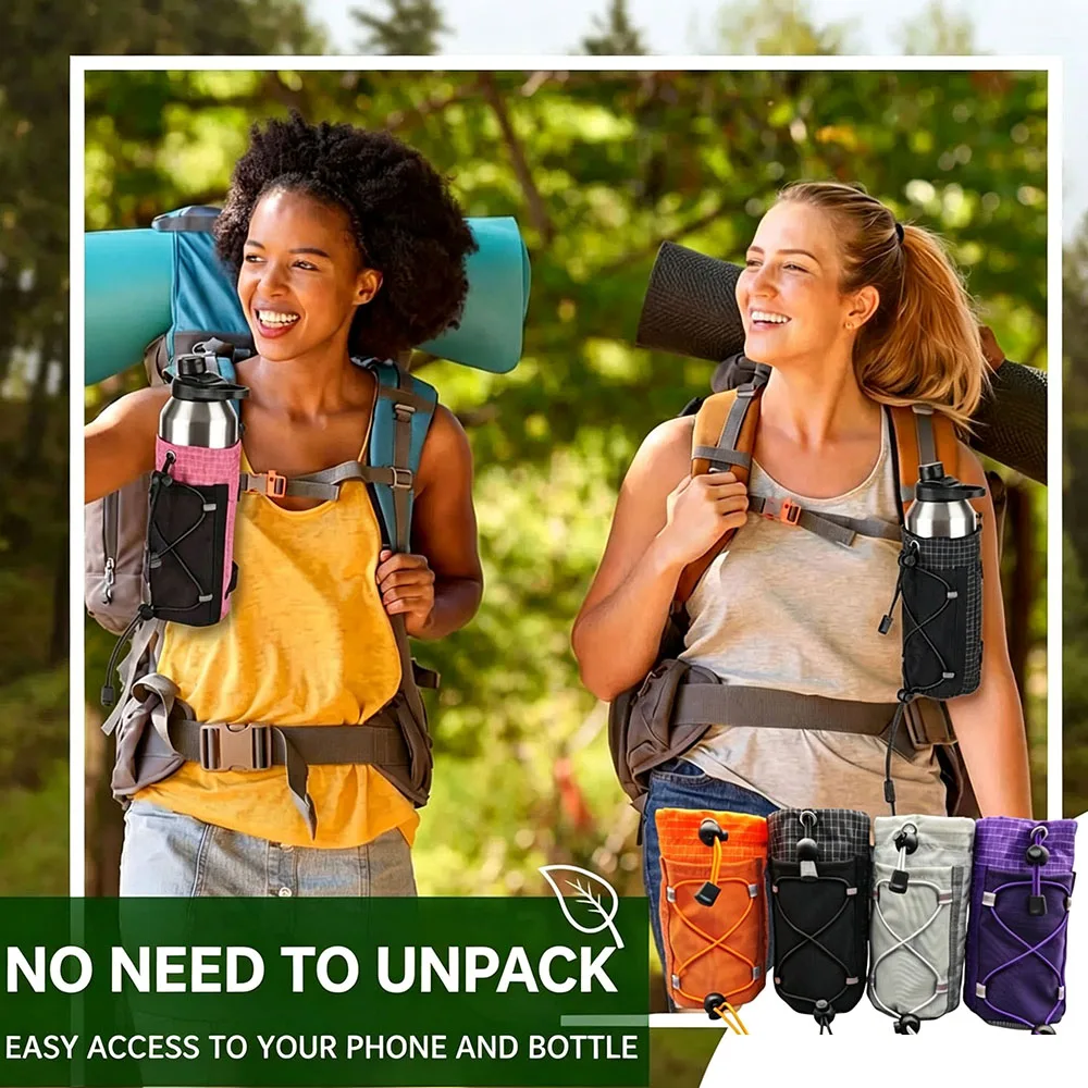 Outdoor Travel Hiking Water Bottle Bag, Crossbody Bag, Backpack Shoulder Strap Accessory, Hangable External Phone Expansion Bag