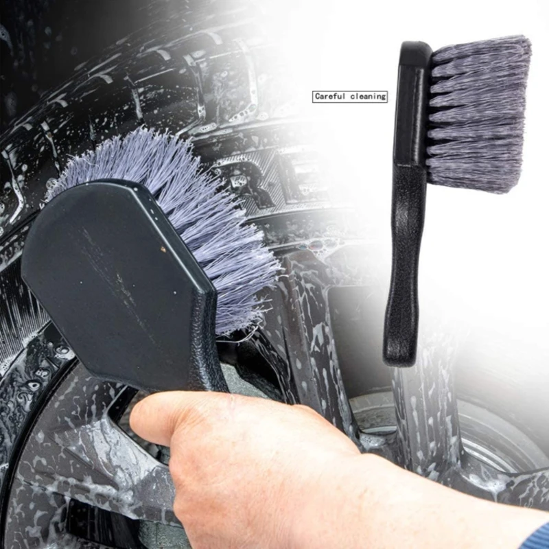 แบบพกพาล้อและแปรงยางสำหรับรถยนต์สำหรับขอบ Soft Bristle แปรงล้างรถทำความสะอาดยางและเผยแพร่สิ่งสกปรก & แผนที่สิ่งสกปรก Handle