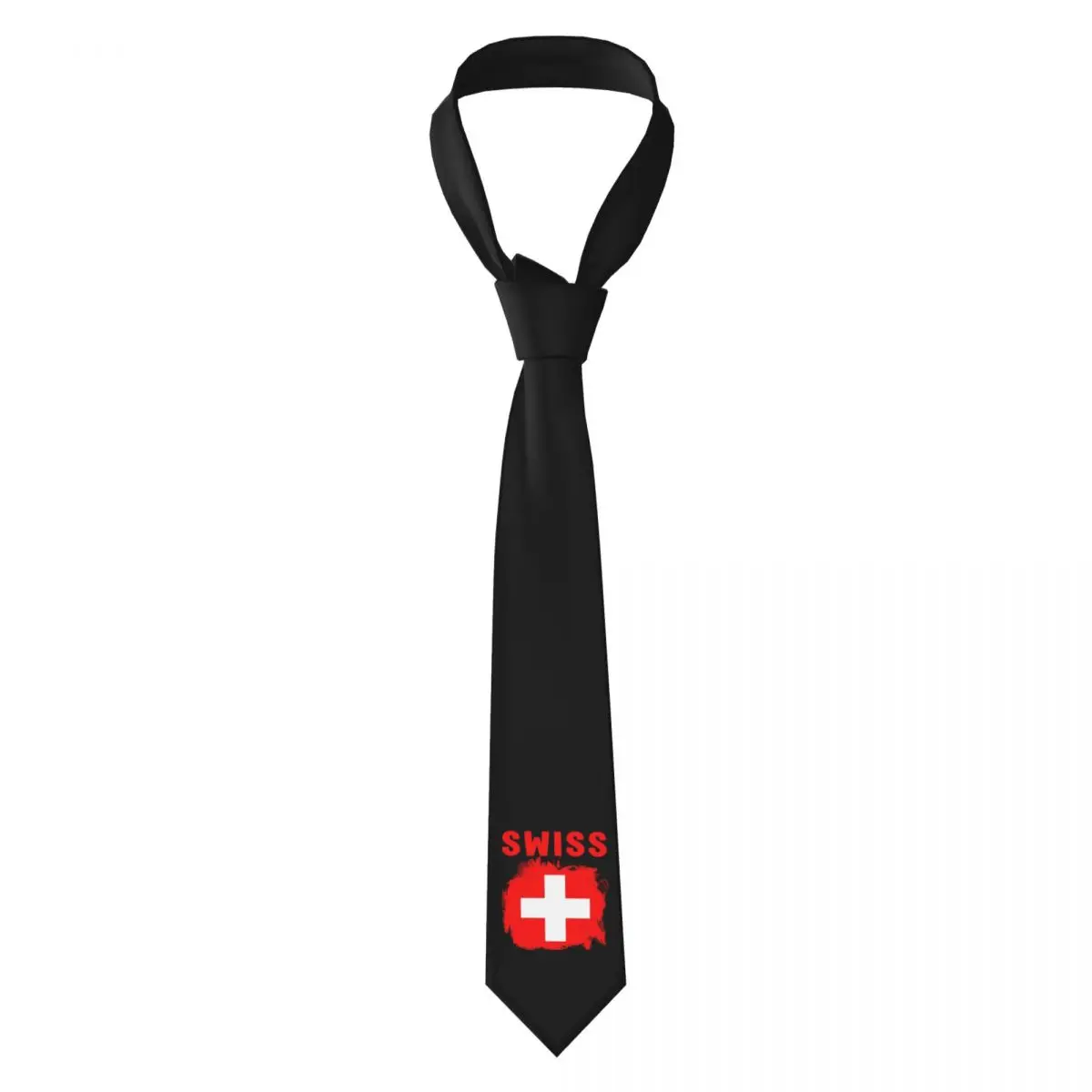 Swiss Switzerland Flag Necktie for Men Silk Polyester Slim Neck Ties Wedding Business Tie Classic Gravatas