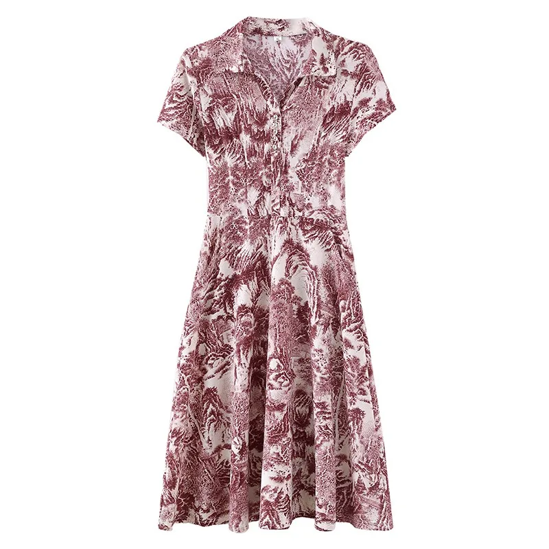 女性用半袖ミドル丈ドレス,ボタンポケット,パッチワーク,カジュアル,ワイド,新品,夏