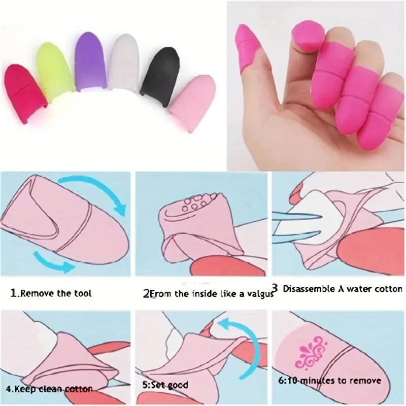 5PCS/Box Fingers Tips Reusable Silicone Nail Soakers Pad Holder UV Gel Polish Remover Caps Tips Acrylic Off Or Nail Art Removal