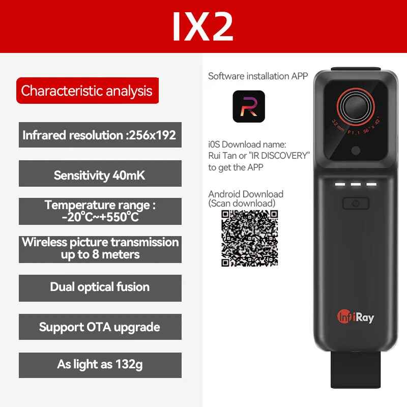 InfiRay IX2 Wireless connection Thermal Imaging Camera for Floor Heating PCB Circuit Electrical Repair Thermographic Camera