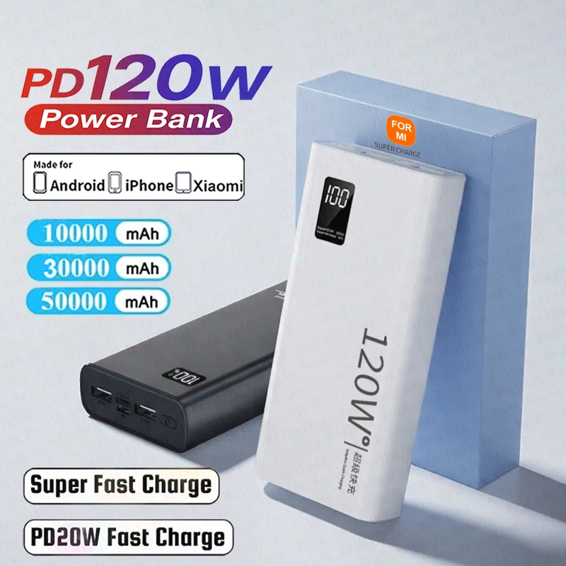 

For Xiaomi Original 50000mAh Powerbank External Spare Battery Portable Charger Usb Type C Charging For iPhone Samsung Power Bank