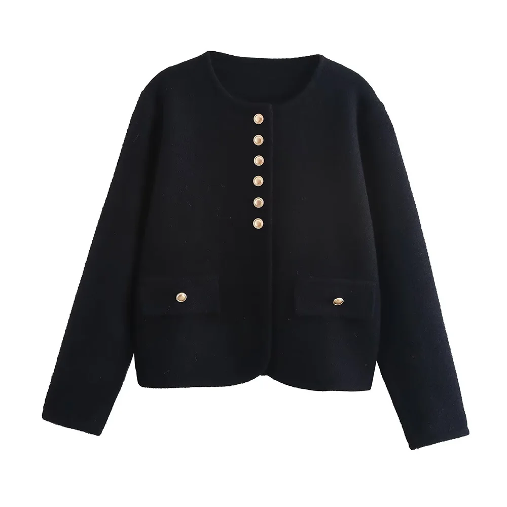 

Autumn and winter new fashionable women's clothing casual and elegant design sense small fragrance style multi button knitted