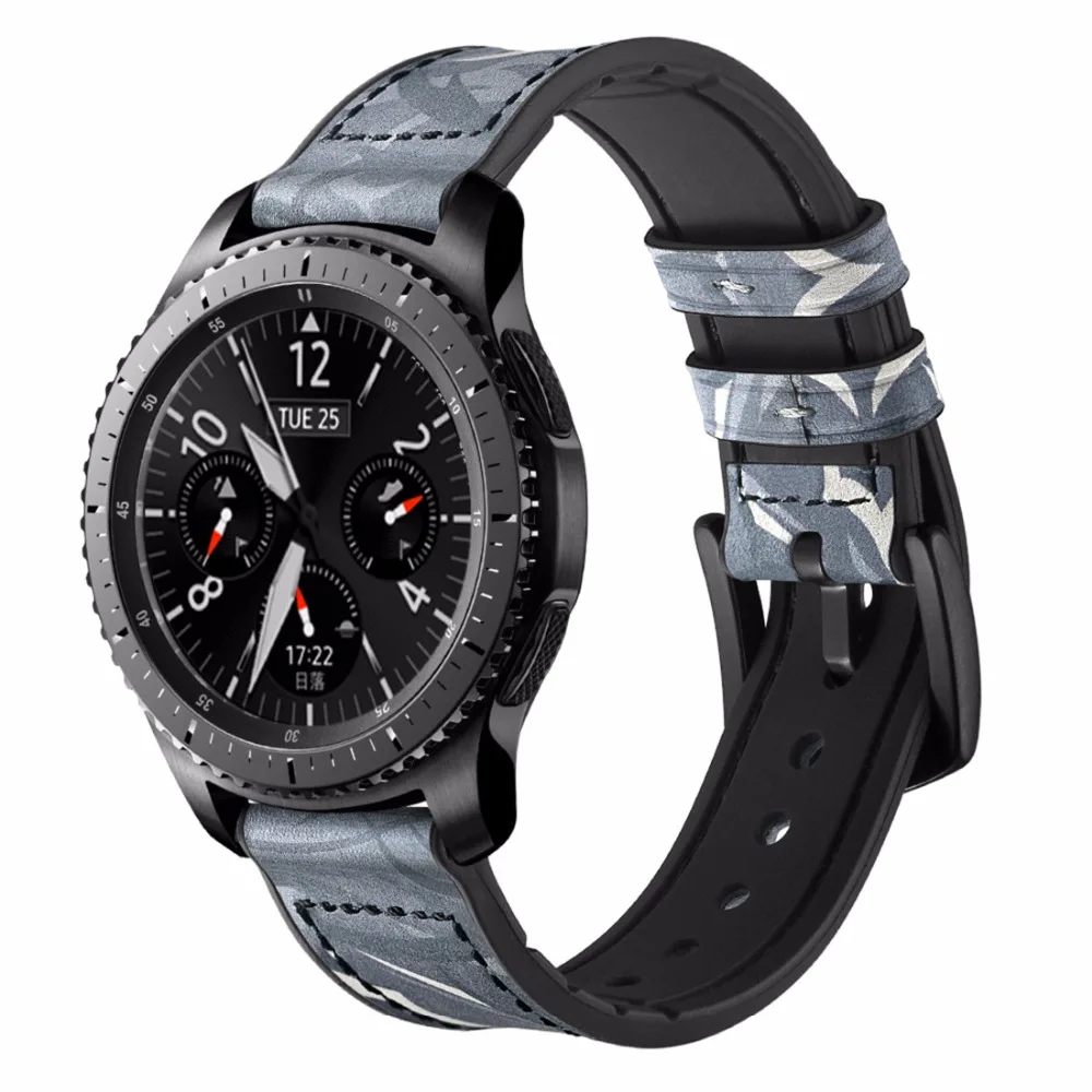 

22mm Leather Silicone strap For Samsung S3 Classic/Frontier Camouflage Fashion wristbands Replacement belt watchband Accessories