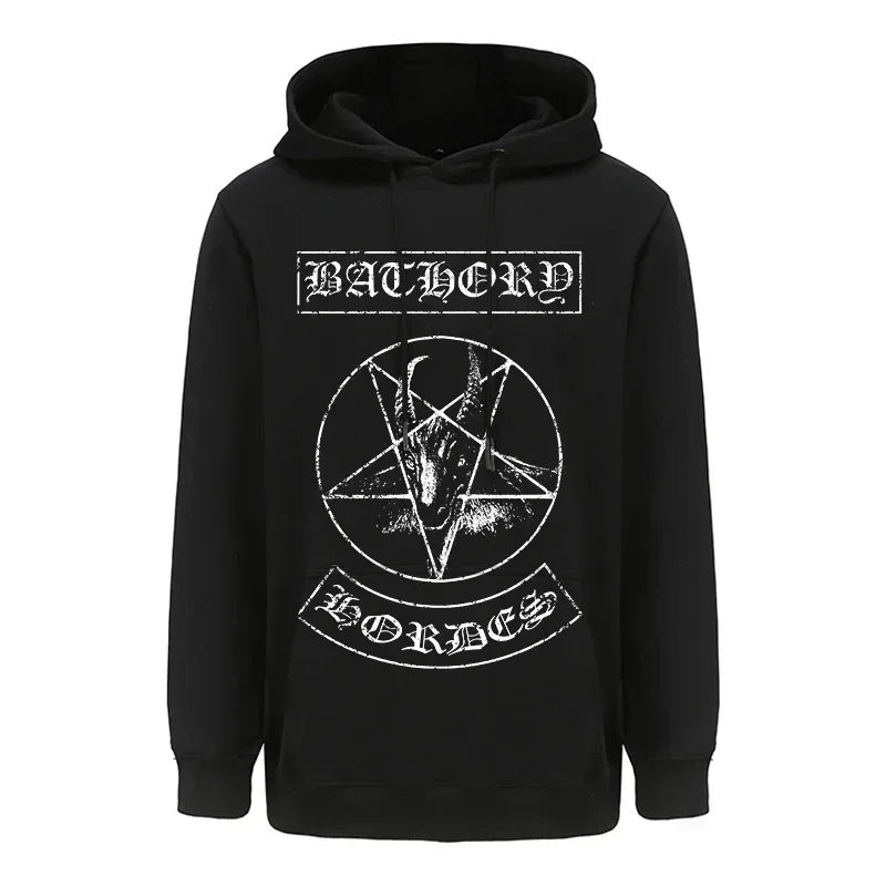 Black Heavy Metal Band Bathory Hoody Tops Mens Hoodies Hooded Y2k Vintage Hip Hop Streetwear Hoodie Oversized Zip-up Hoody Coats