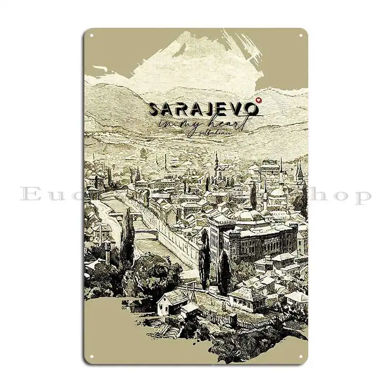 Sarajevo Bosna I Hercegovina Bascarsija Vijecnica Metal Signs Design Kitchen Pub Plates Retro Printing Tin Sign Poster