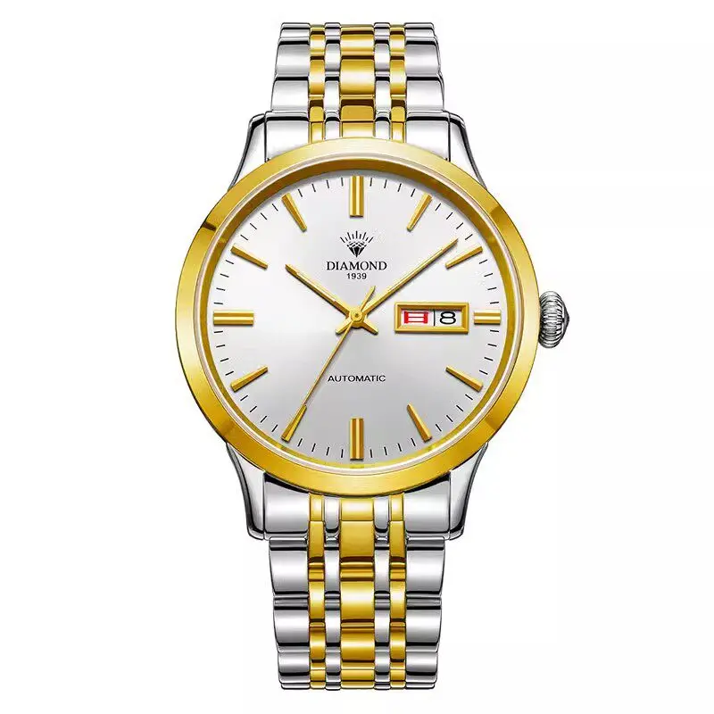 

Shanghai Diamond Brand Watch Men's Automatic Mechanical Watch Waterproof Luminous Calendar Business 8031