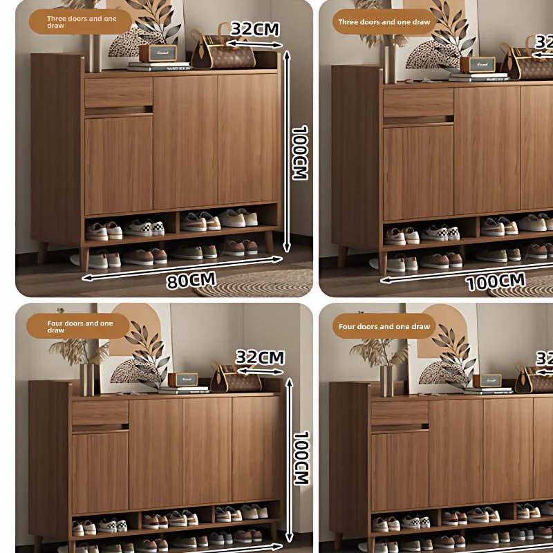 Multi-Function Pine Wood Shoe Cabinet Storage Furnitur Modern Freestanding Entryway Shoe Rack with Home Organization Furniture