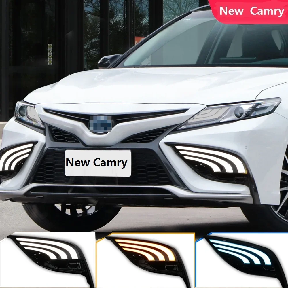 

Дневные ходовые огни для Toyota Camry 2021 2022 XSE SE, автомобильные гибкие дневные ходовые огни с указателями поворота для автомобилей, противотуманные фары