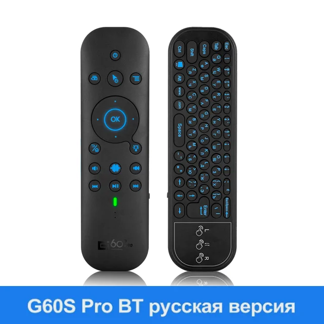 Neue G60S Pro BT Drahtlose Sprachfernbedienung 2,4G BT5.0 Dual Mode Air Mouse IR Lernen mit hintergrundbeleuchtetem Licht für Android TV Box