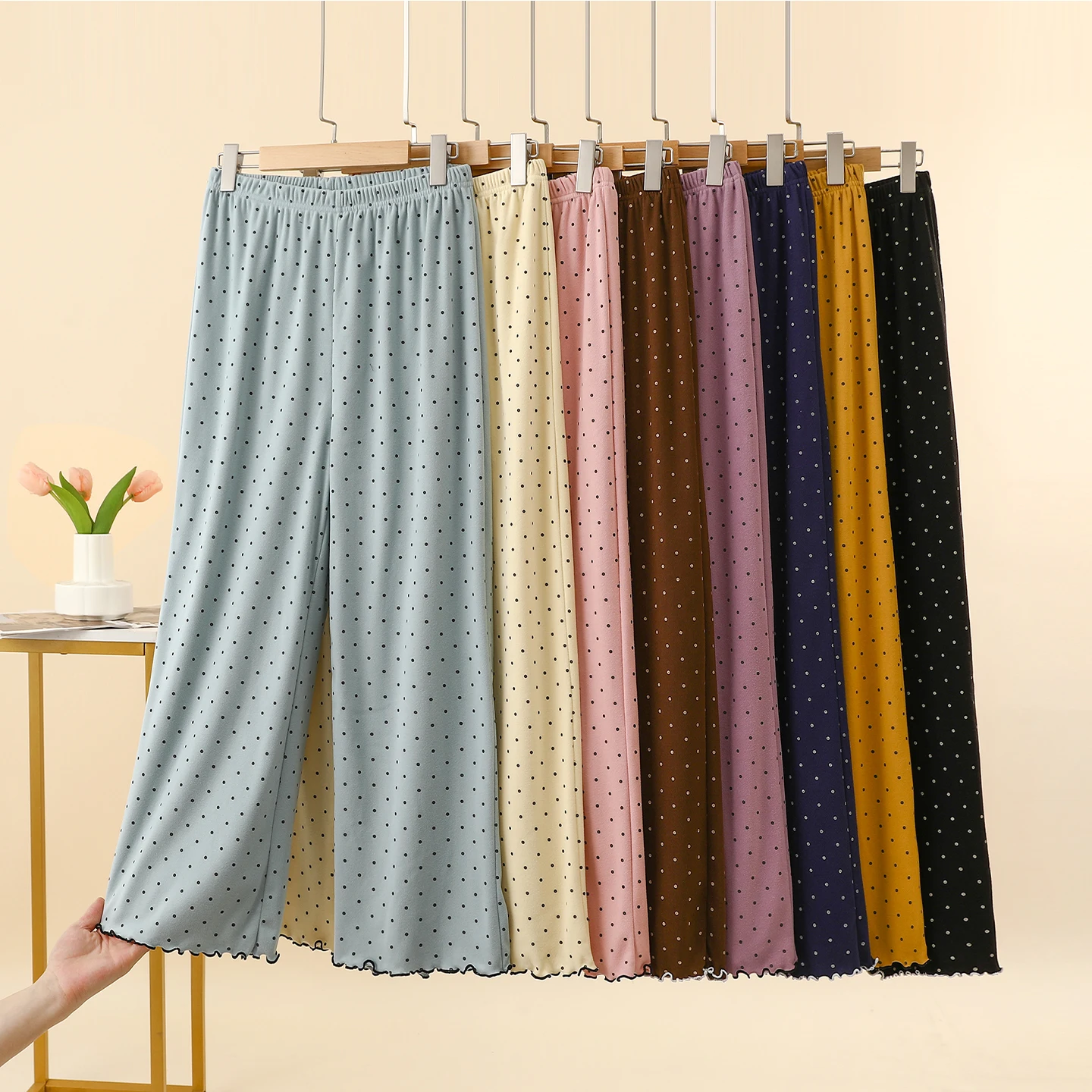 Thickened Fleece Lined High Waist Wide Leg Pants Women's Casual Loose Fit Home Wear Trousers Autumn Winter plus Size Sleepwear