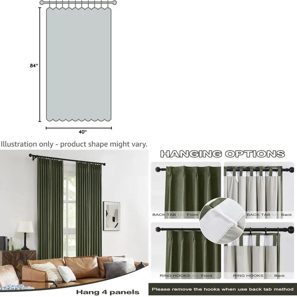 

84 бордовые темно-зеленые плиссированные шторы с крючками, льняные шторы 40x84 для спальни, контроля тепла и света