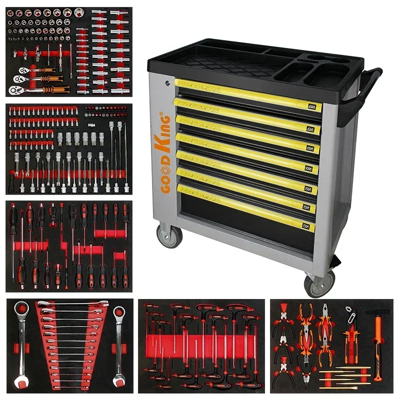 Complete Set Tool Trolley Cabinet With Sliding Drawers Removable Toolbox Organizer Mobile Tool Box