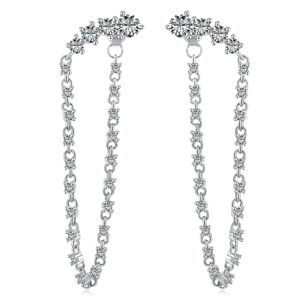 

925 Sterling Silver Zircon Inlaid with Light Luxury Tassels, Fashionable and High-end Earrings