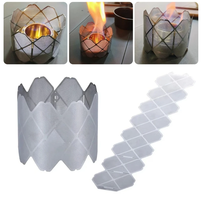 Camping Lightweight Alcohols Stove Windscreen Foldable Stainless Steel Windbreak Plate Folding Camp Stove Windshield