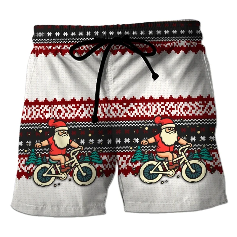 2025 Merry Christmas Santa Claus Men Shorts Funny Xmas Unisex Y2k Board Short Pants Summer Hawaii Swimsuit Surf Swim Kids Trunks