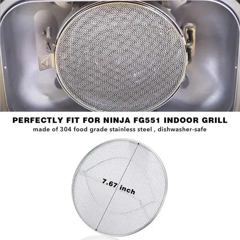 ABLU-Splatter Shield For Ninja FG551 Foodi,Accessories For Ninja Foodi Smart XL Indoor Grill,Stainless Steel Splatter Screen