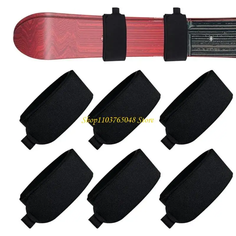 R53E 6pcs حزام التزلج على التزلج على التزلج على التزلج علاقات التزلج على شريط تخزين شريط تخزين مع وسادة واقية سهلة الاستخدام
