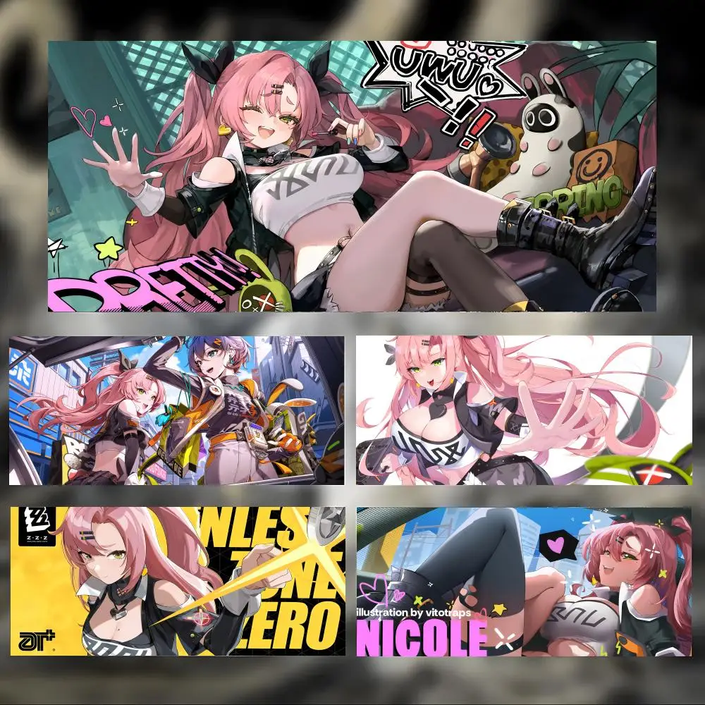 Cool Game Zenless Zone Zero Nicole Demara ZZZ Mouse Pad Large Thick Desk Pad Stitched Edges Gaming Mouse Mat for PC