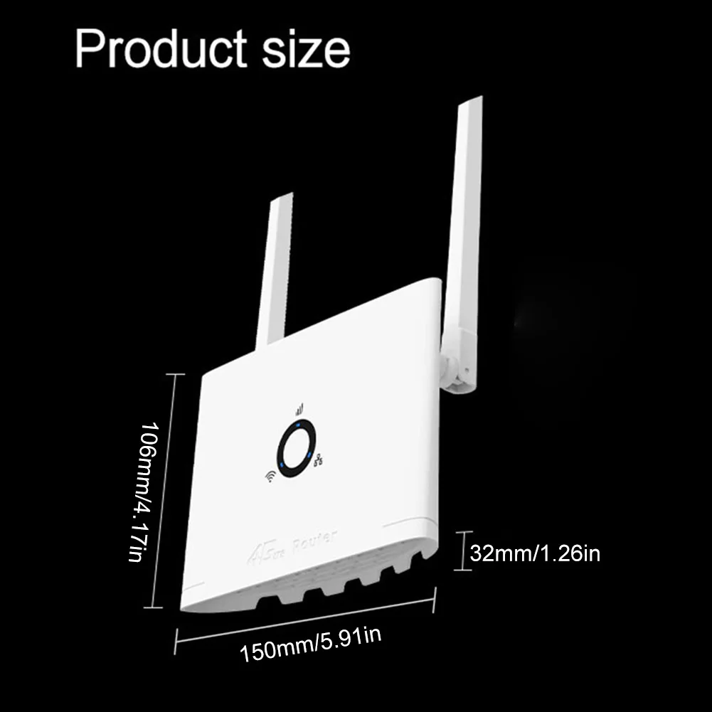 4G LTE CPE Router 300Mbps Wireless WiFi Router Modem with SIM Card Slot Wireless WiFi Hotspot 2 External Antenna for Home Office