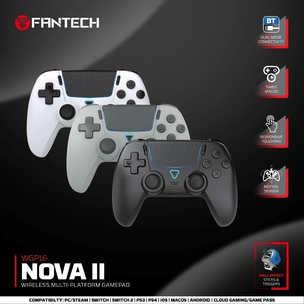 Fantech Nova II WGP16 Wireless Gamepad Dual Mode Hall Effect Controller Multi Platform Joystick for PC Switch PS4 Android