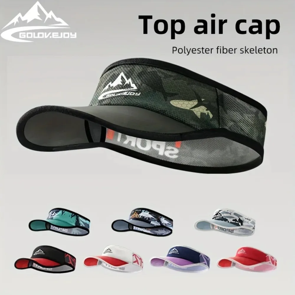 Fashion Lightweight Sports Visor Men Summer Outdoor Running Cycling Hat Breathable Sweat Wicking Quick Dry Adjustable Headwear