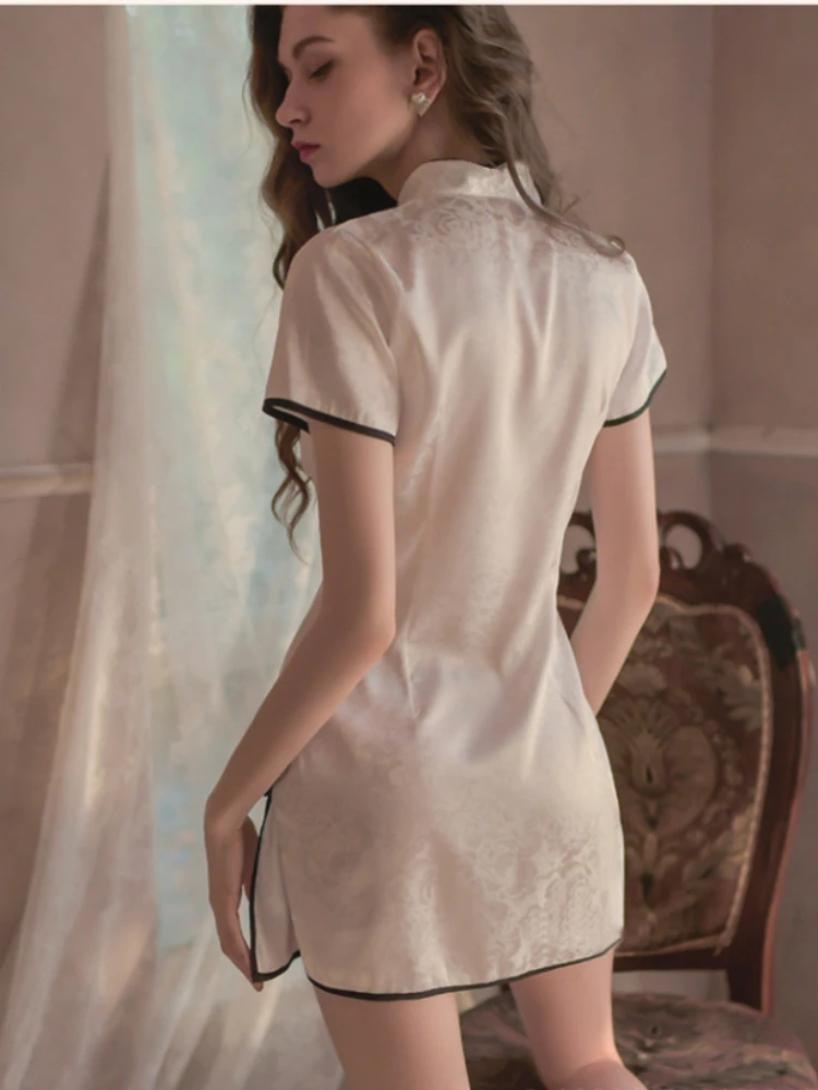 ชุดชั้นในสตรีสไตล์กี่เพ้าวินเทจชุดกี่เพ้าชุดกี่เพ้าโอเรียนเต็ลชุดเดรสยั่วยวนชุดนอนชุดเที่ยวกลางคืนเซ็กซี่ผ่าสูง