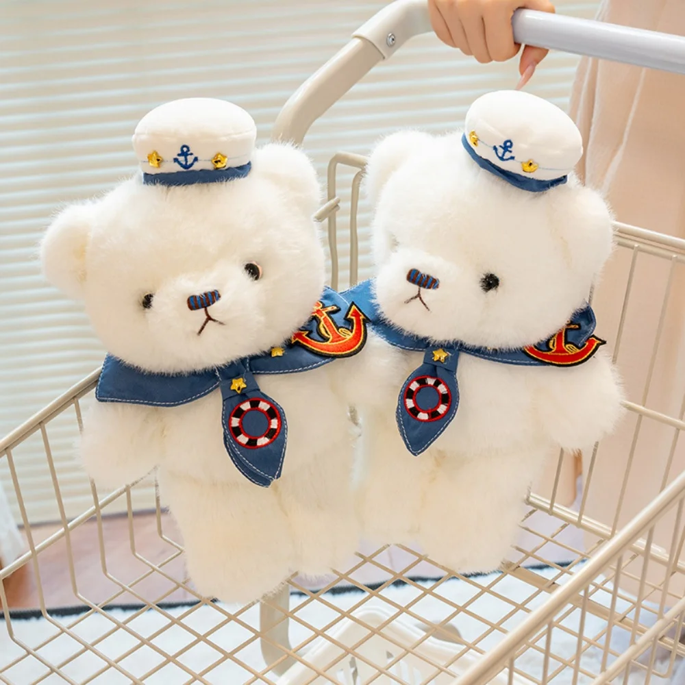 30 cm schattige pluizige marine beer knuffel hoogwaardige knuffel beer pop verjaardagscadeau kussen kamer decor