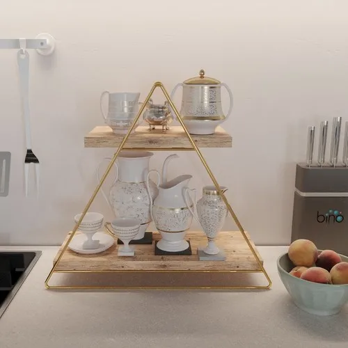 Triangle Solid Stainless Gold Color Table Serving Rack HBV00000RD9GS1