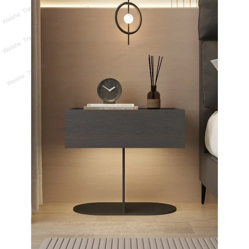 Modern steel plate base bedside table master bedroom creative sensor lamp bedside locker