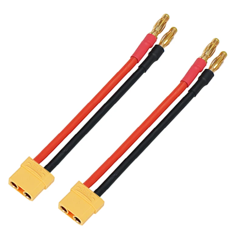 Adaptador de enchufe Banana chapado en oro para batería Lipo, Cable de carga hembra XT90 de 1/2 piezas, 4,0mm, 12AWG, 10cm