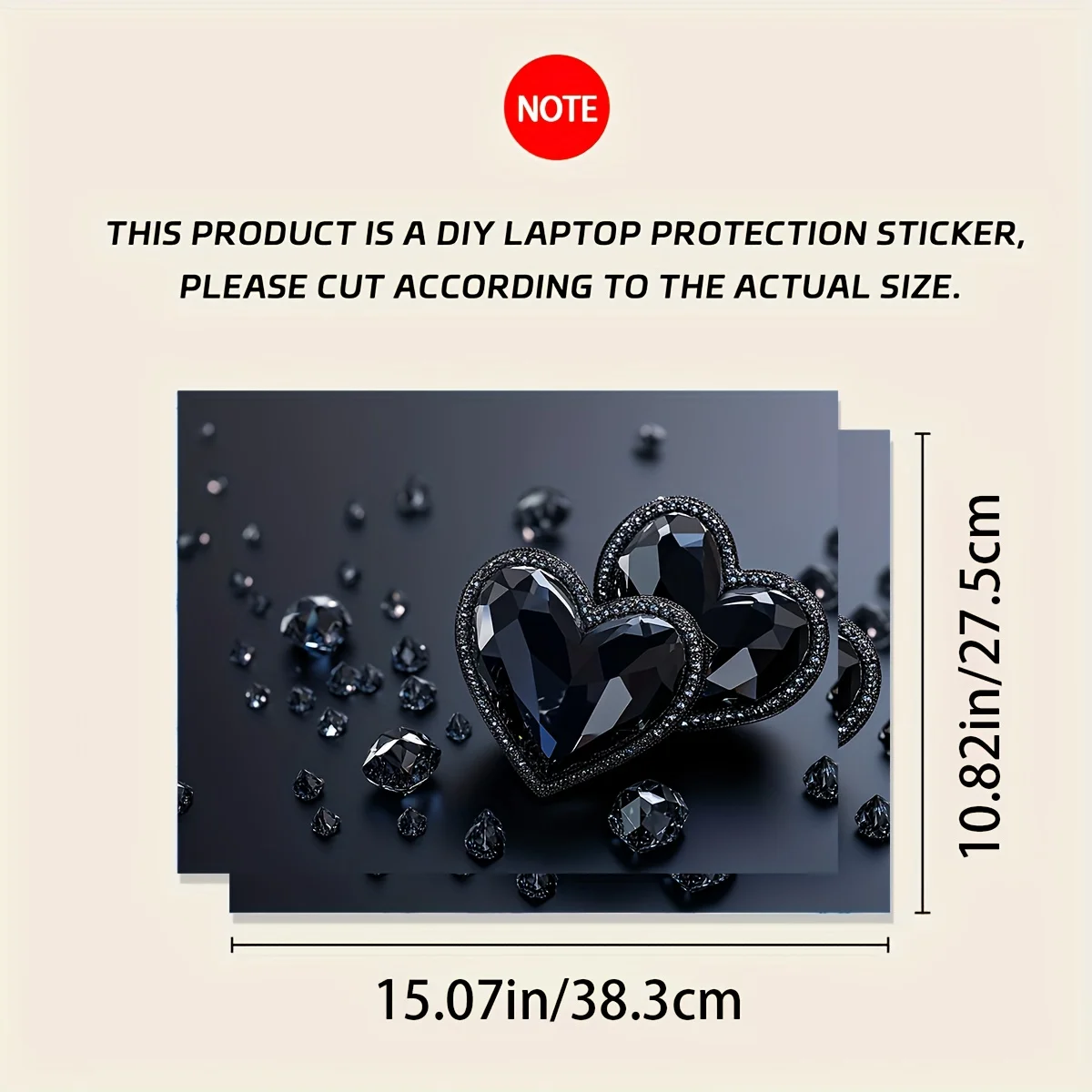 2 Pieces Diamond Heart Pattern Laptop Sticker, Universal Waterproof and Scratch Resistant, Laptop & Car Decorative Sticker
