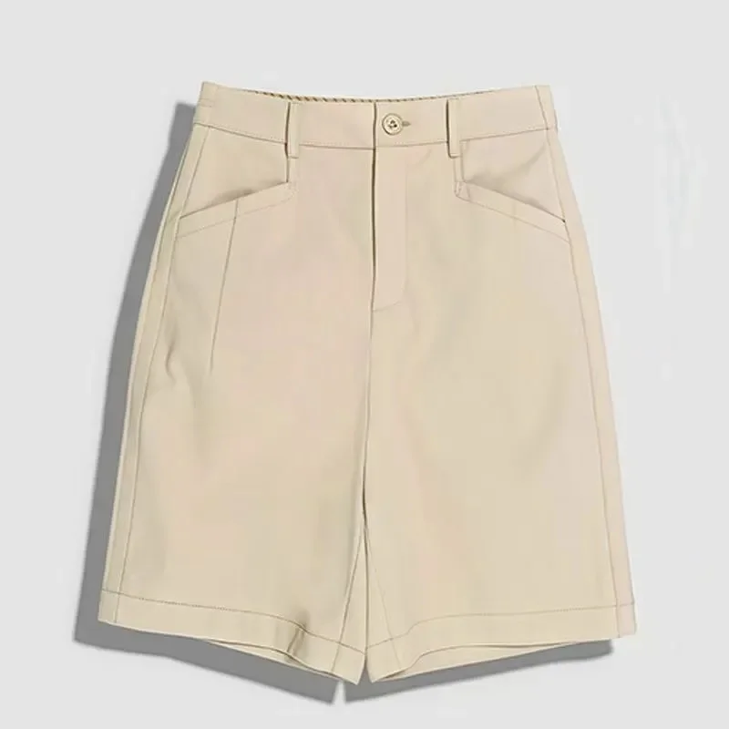 

Korean Lady Fashion High Waist Wide Leg Trousers Summer Women Loose Five Points Pantalons Femme High End Thin Casual Suit Shorts