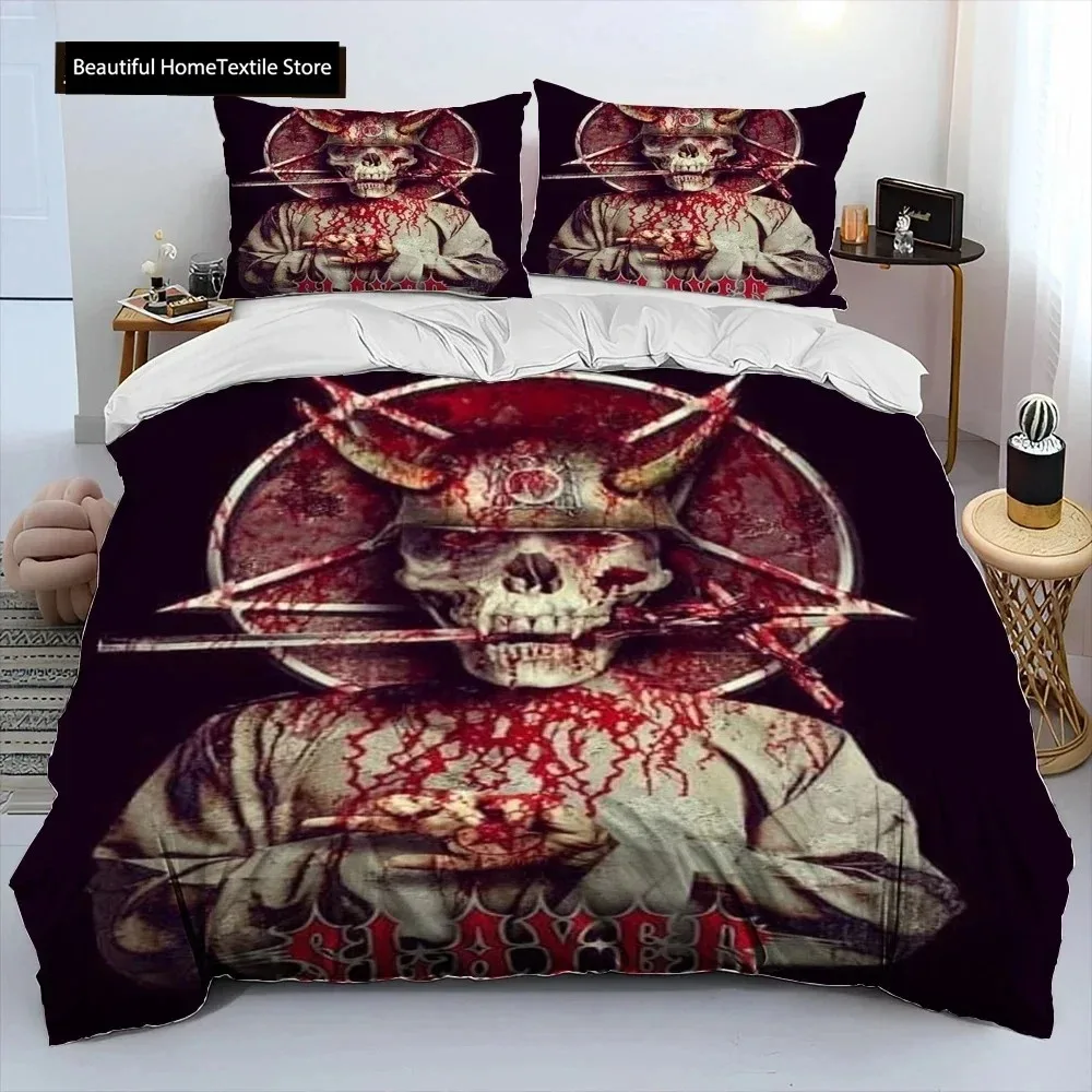 

Slayer Heavy Metal Band Music Comforter Bedding Set,Duvet Cover Bed Set Quilt Cover Pillowcase,King Queen Size Bedding Set Gift