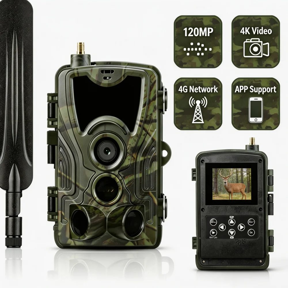 Free APP Cloud Service 4G Trail Camera 4K 120MP Live Broadcast Wildlife Hunting Cellular Wireless Cameras HC801PRO Photo Traps