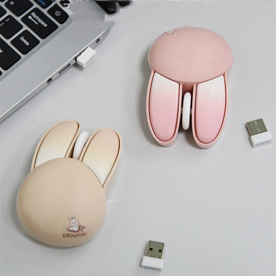 Cute Rabbit Wireless Mouse Kawaii Cartoon Animal Design 3D Mice Ergonomic Silent Gaming Optical USB Mouse For Laptop Computer PC