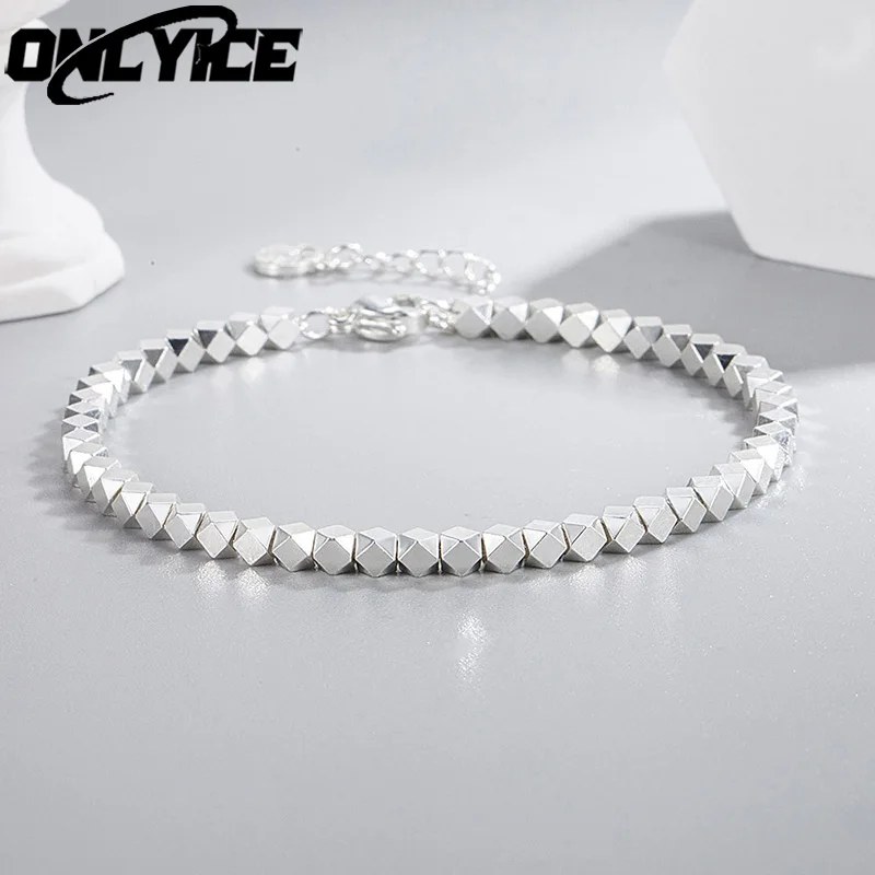 

925 Sterling Silver Shiny Irregular Ball Women's Hand Bracelets Luxury Designer Jewelry Accessories Free Shipping Offers ONLYICE