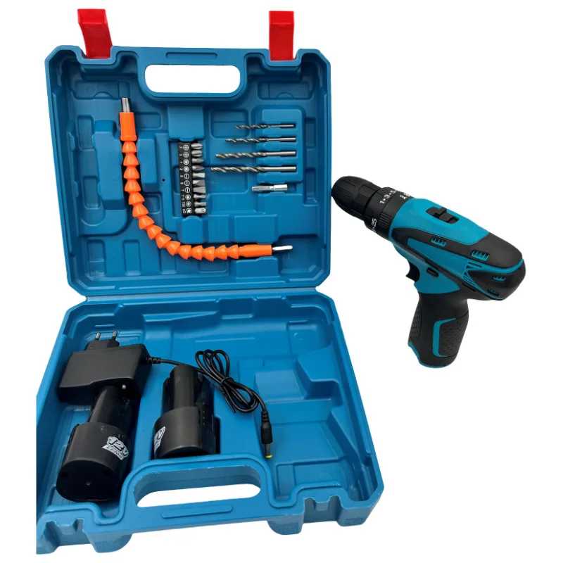 Cross-border lithium battery drill 12V rechargeable hand drill household multi-function electric screwdriver electric drill tool