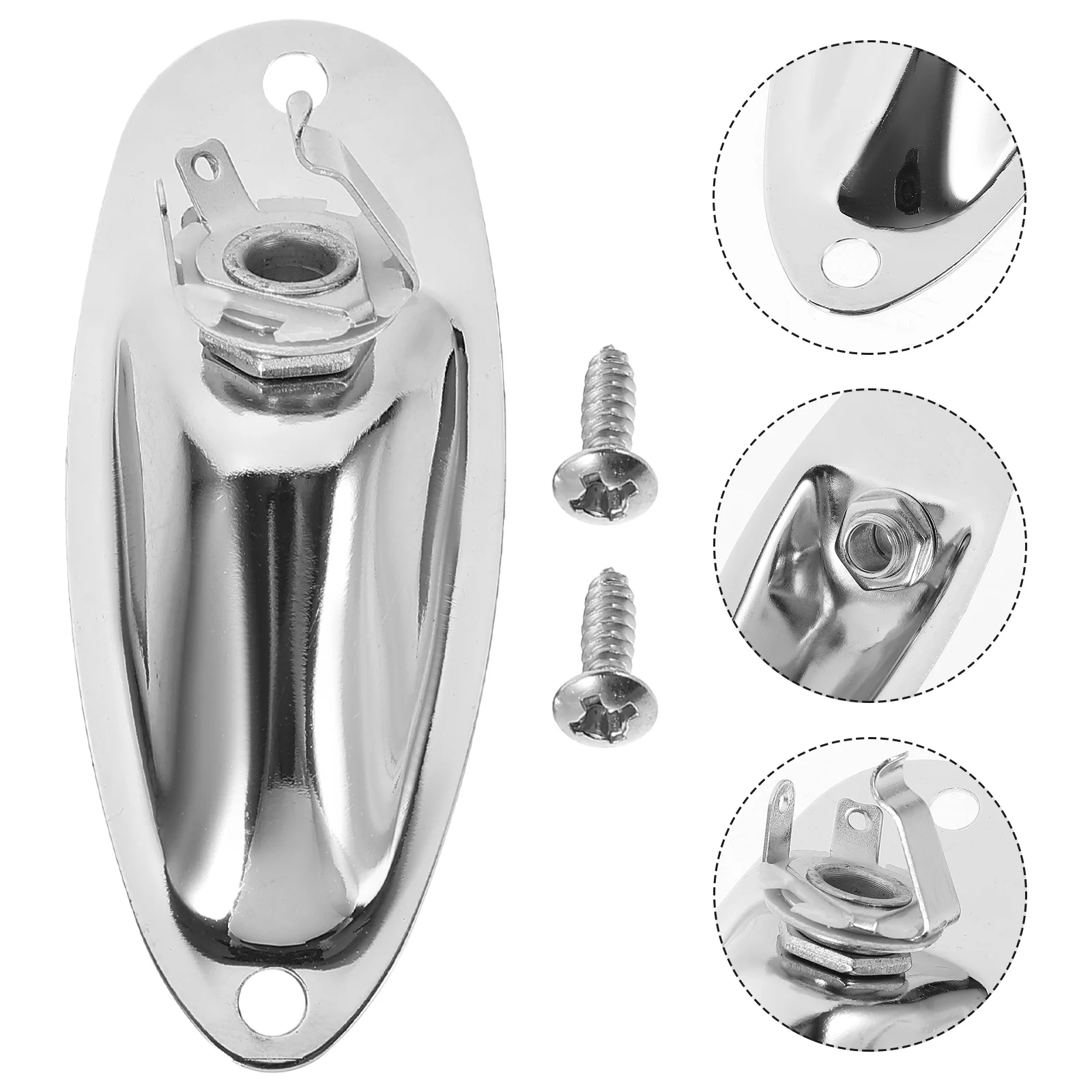 

Professional Electric Guitar Jack Plate Replacement Pickup Jack Socket for Guitar and Bass Easy Install Curved Design