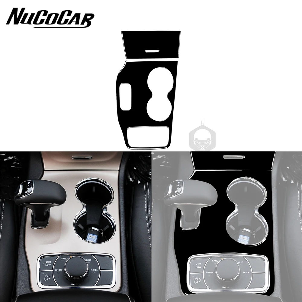 For Jeep Grand Cherokee 2014 2015 Piano Black Electronic Gear Cup Holder Panel Trim Car Interior Accessories Decorative Stickers